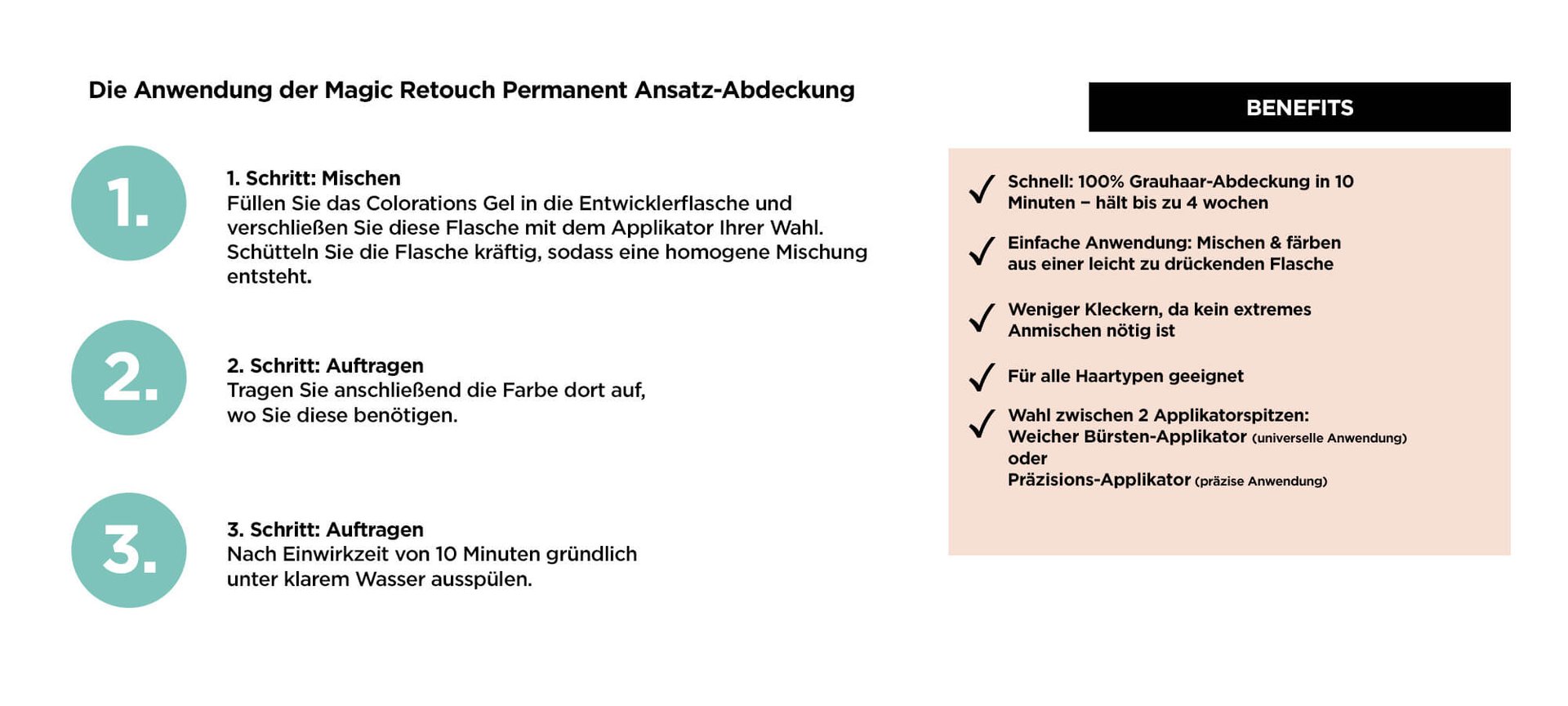 Schritt für Schritt Anwendung für die Magic Retouch Permanent Ansatz-Abdeckung